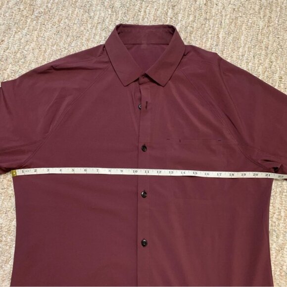 Lululemon Voyage Long Sleeve Buttondown Wee Stripe Black Cherry Prep Red Medium - Picture 8 of 10